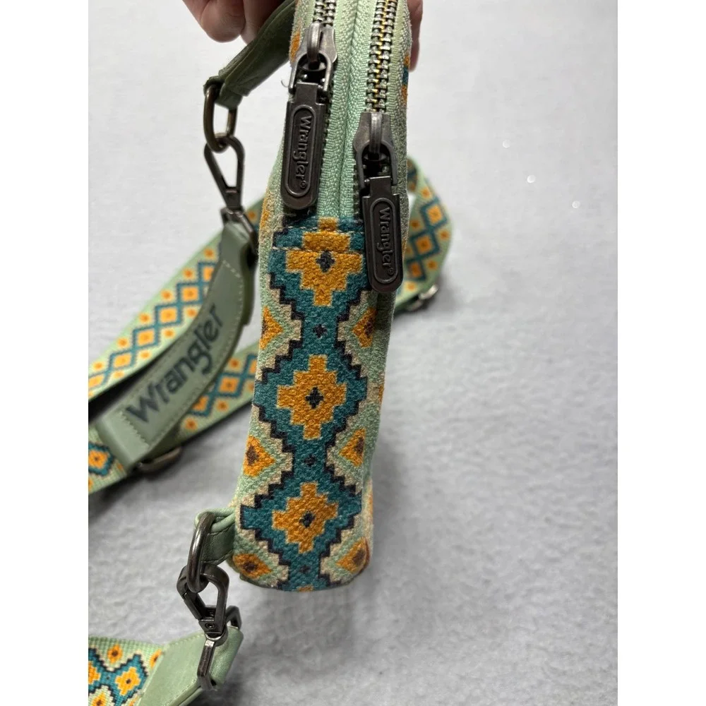 Wrangler Sling Bag Small Mint Green Southwestern Aztec‎ Print Crossbody